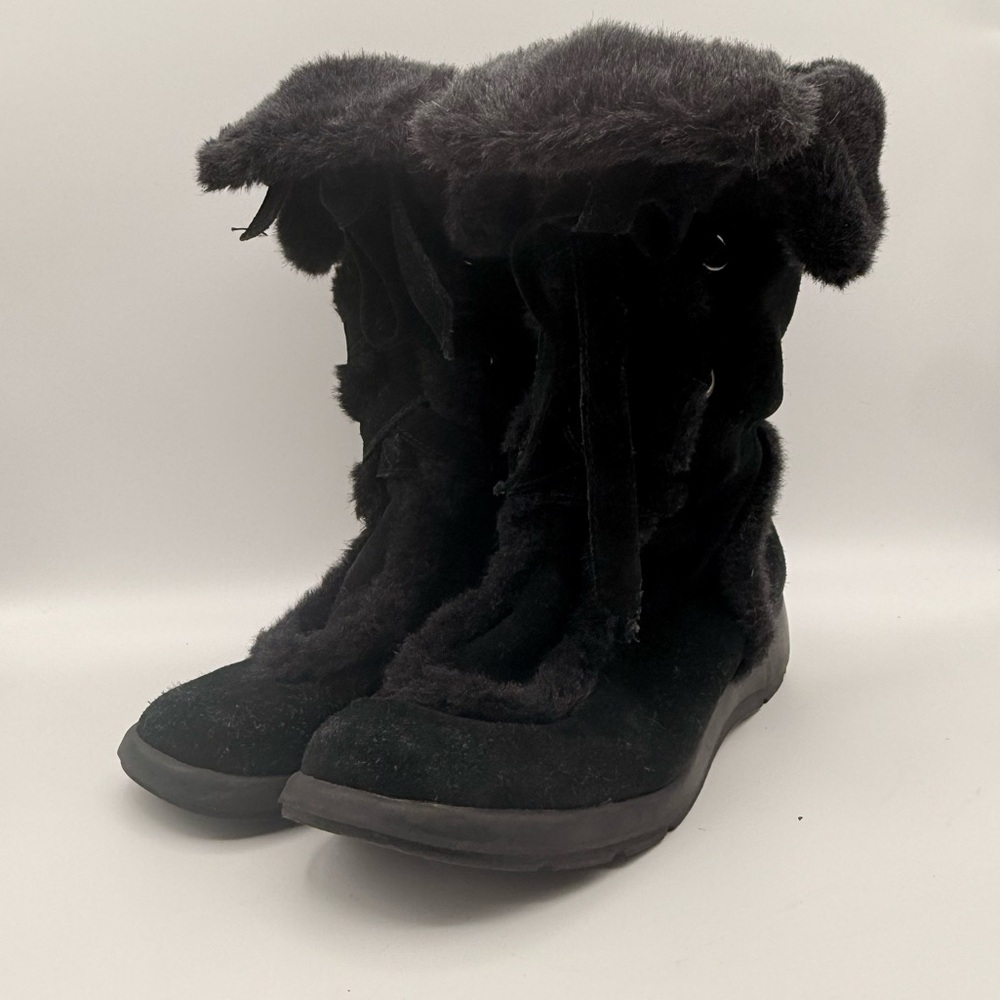 Black Faux Fur Mid-Calf Winter Boots Women’s Size 10